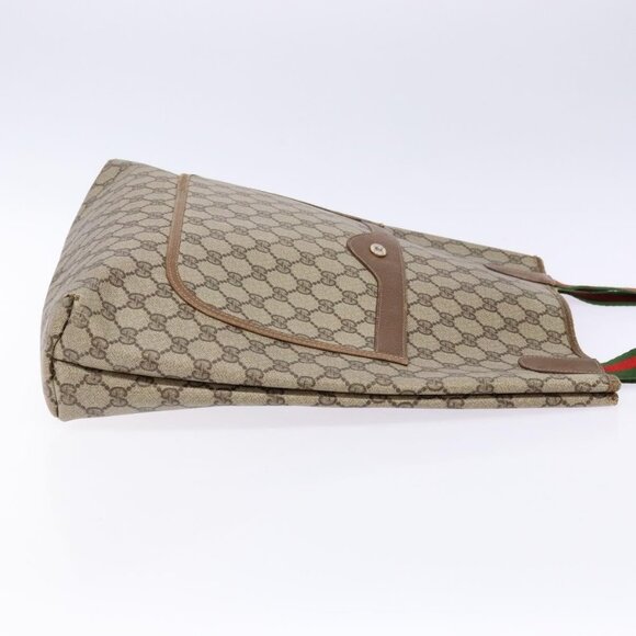 GUCCI GG Supreme Web Sherry Line Tote Bag PVC Beige Red 39 02 003 Auth 136269 - Picture 5 of 16